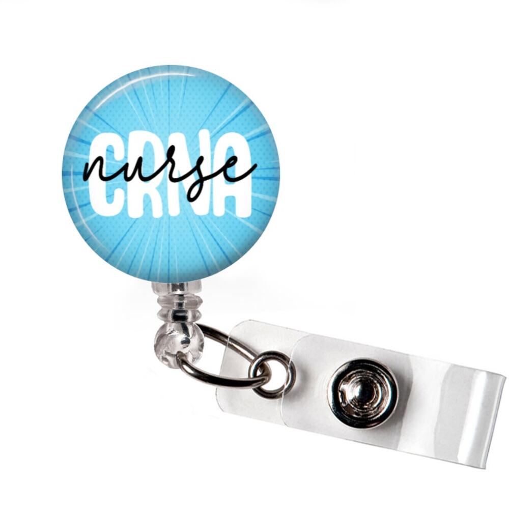 Badge Reel CRNA Certified Registered Nurse Anesthetist Retractable ID Holder